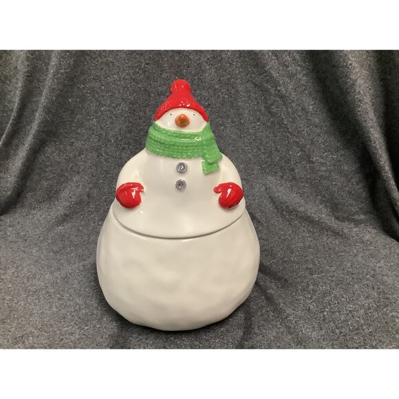 VTG Hallmark Snowman Cookie Jar Christmas Decor 8" - Picture 1 of 4